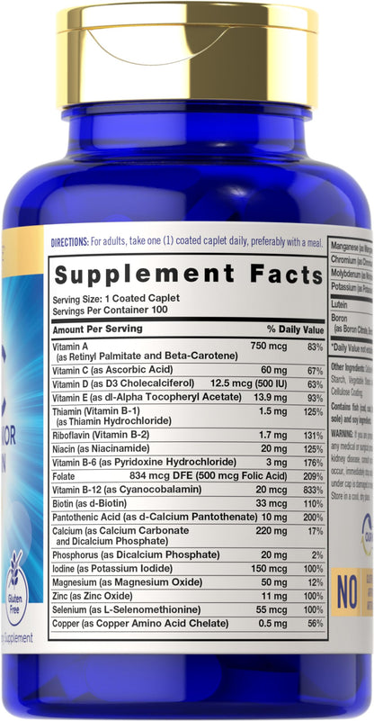 Carlyle Senior 60+ Multivitamin – Lutein, Lycopene & ABC Formula (100 Caplets)
