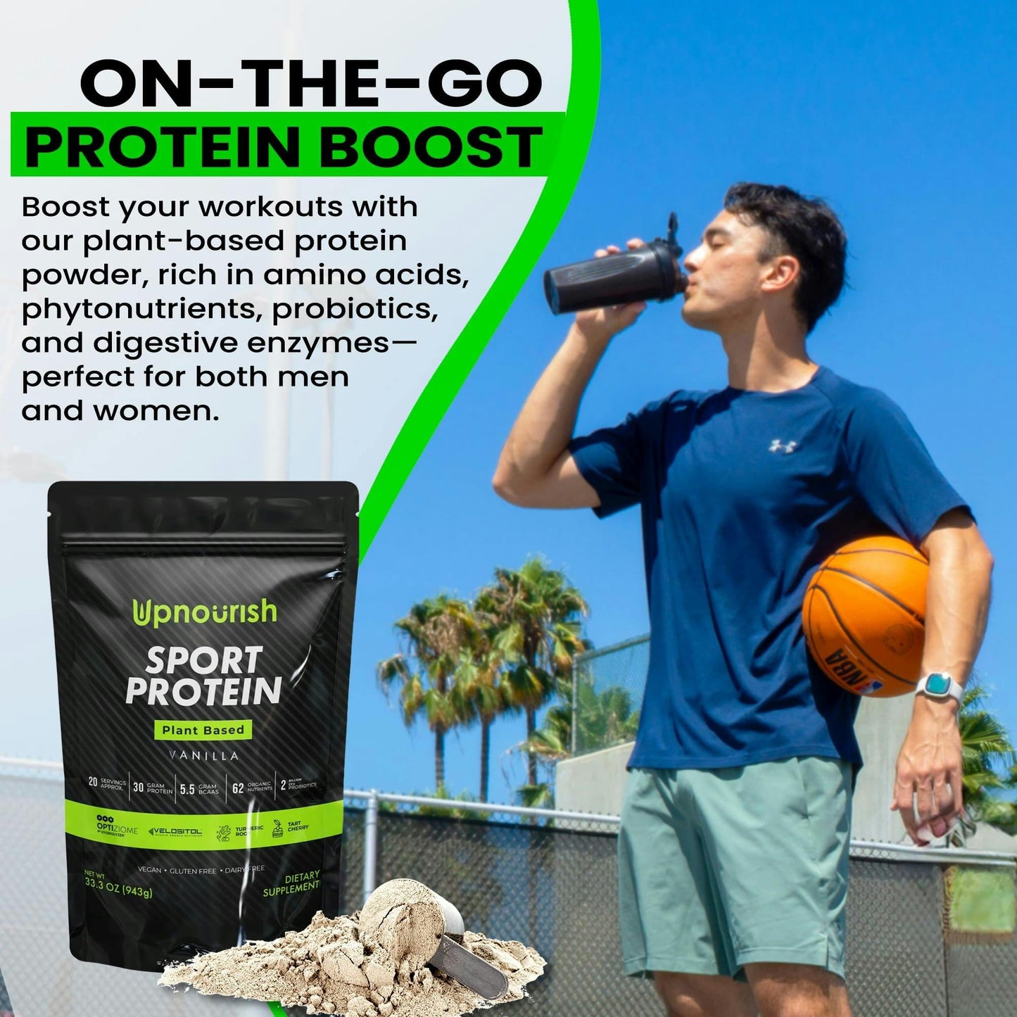Vegan Sport Protein – Vanilla, 30g Protein, BCAAs & Probiotics