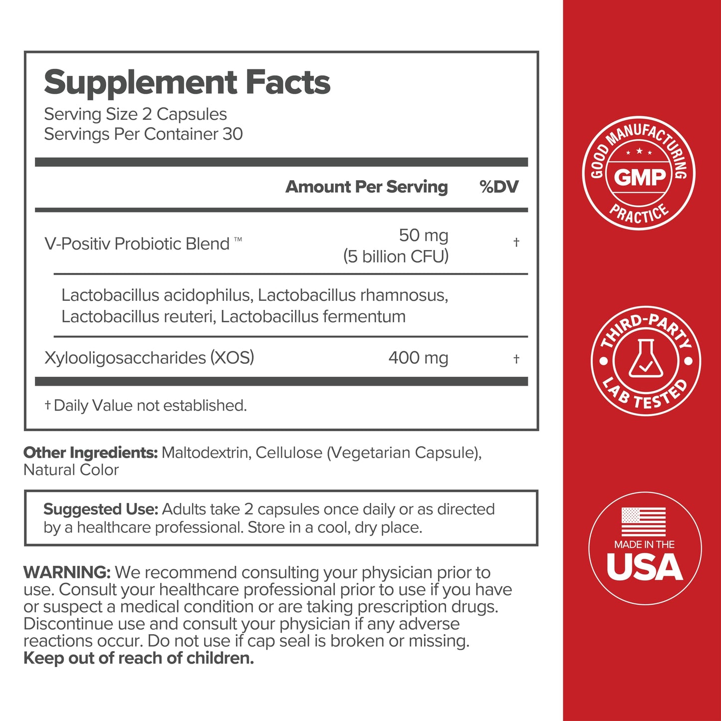 O Positiv URO Vaginal Probiotics – pH Balance & Odor Support – 60 Capsules