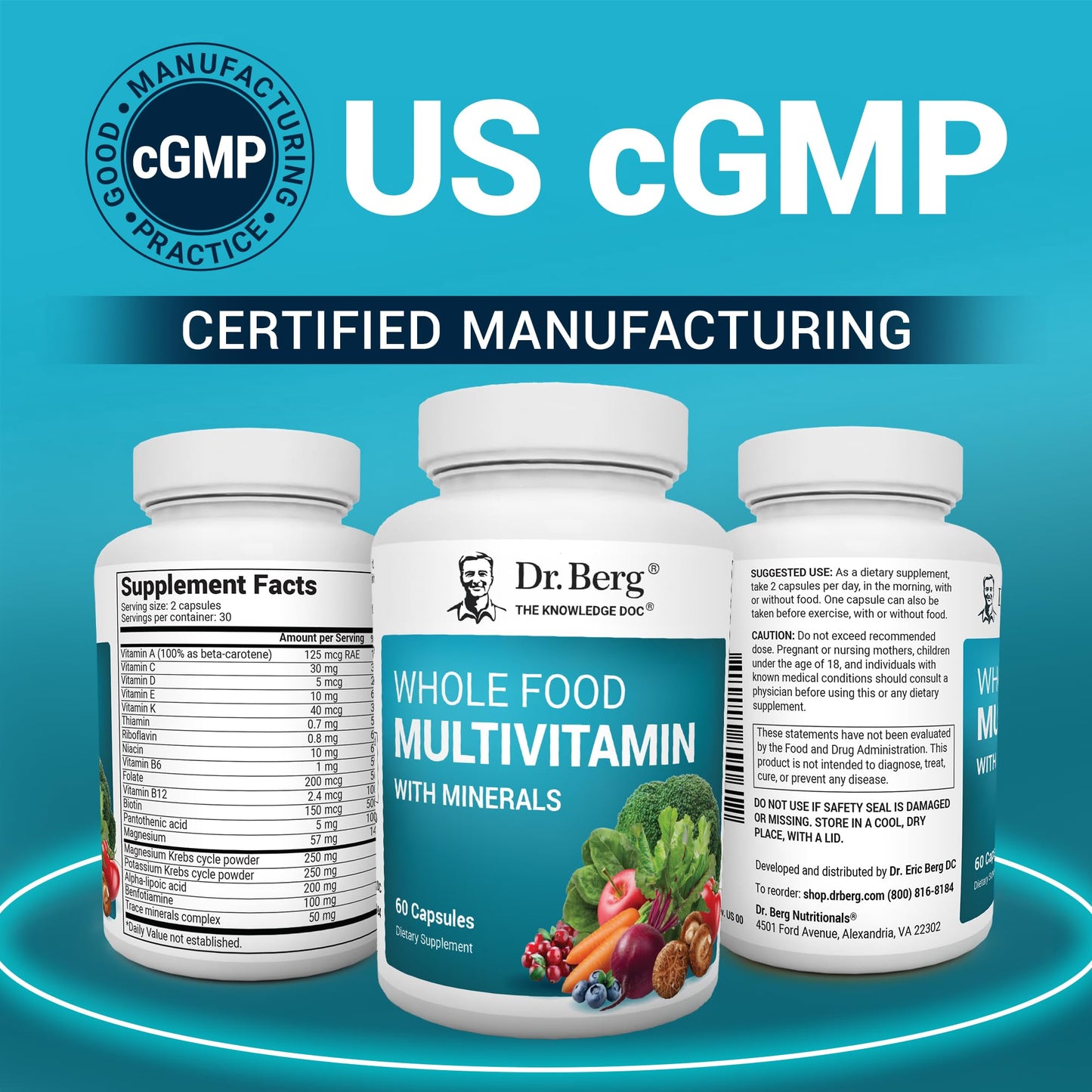 Dr. Berg Whole Food Multivitamin – Daily Nutrients with Folate & ALA