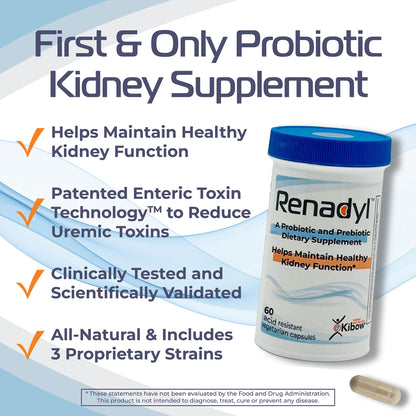 Renadyl Kidney Probiotic – Urea & Uric Acid Support – 180 Capsules