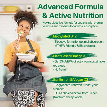 Vegan Multivitamin Gummies – B12, D3, K2, Omega-3, Iron & Zinc