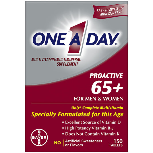 One A Day Proactive 65+ Multivitamin – Daily Support with Calcium, D, Zinc