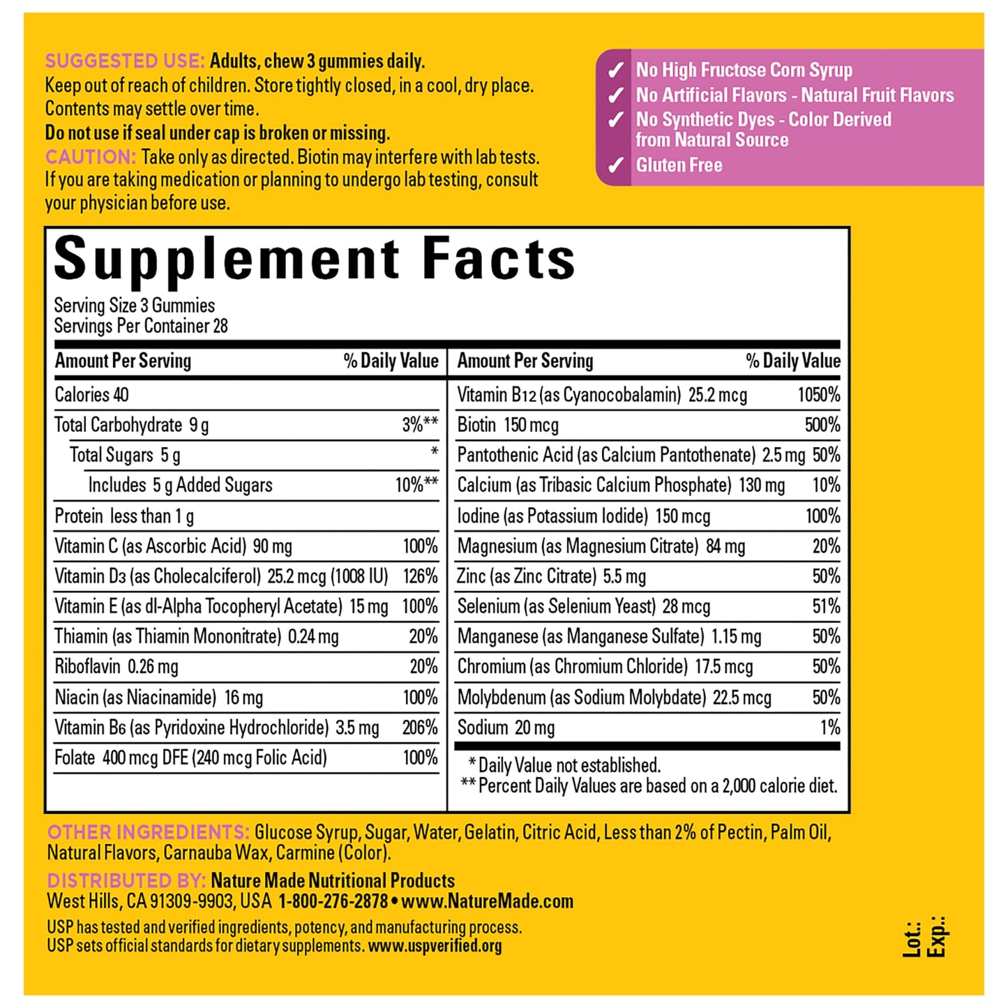 Nature Made Women’s 50+ Gummies – B Vitamins, Calcium & Magnesium Support