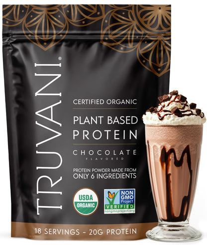 Truvani Vegan Pea Protein Powder | Chocolate | 20g Organic Plant Based Protein | 18 Servings | Keto | Gluten & Dairy Free | Low Carb | No Added Sugar