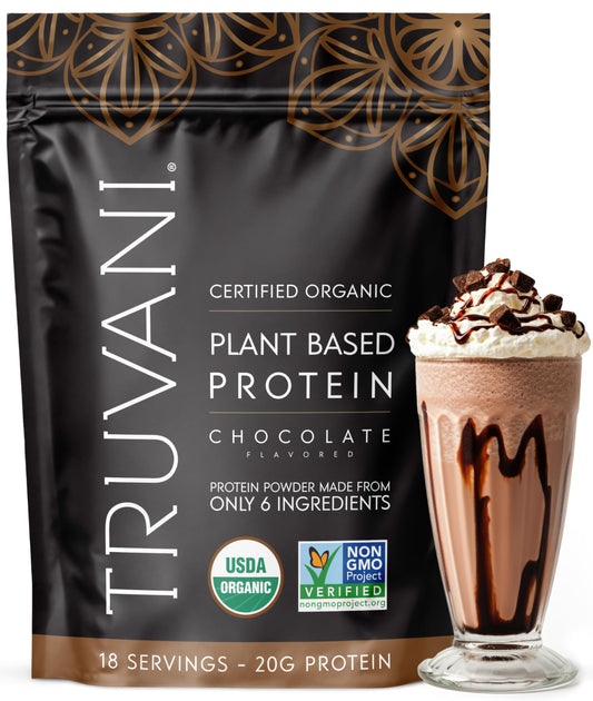 Truvani Vegan Pea Protein Powder | Chocolate | 20g Organic Plant Based Protein | 18 Servings | Keto | Gluten & Dairy Free | Low Carb | No Added Sugar