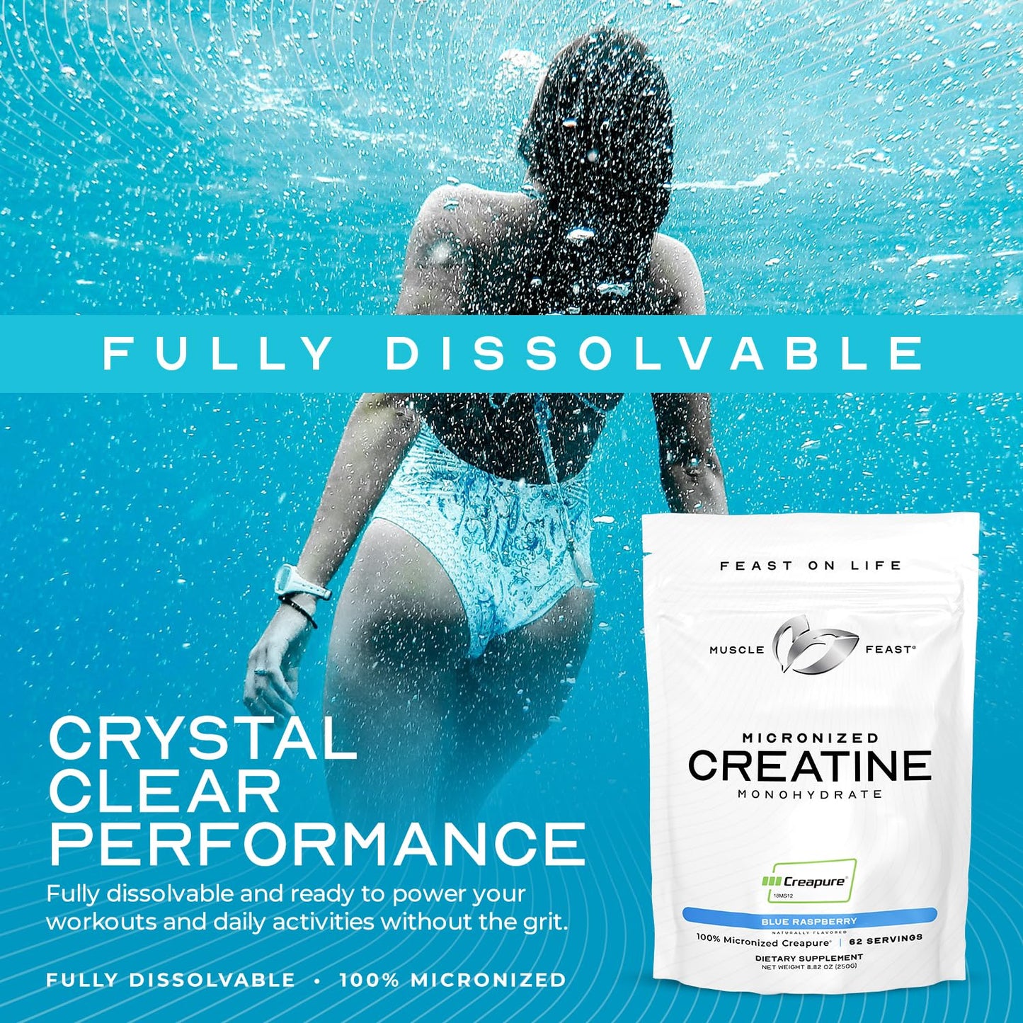 Muscle Feast Creapure Creatine – Grape, Micronized Monohydrate, 250g