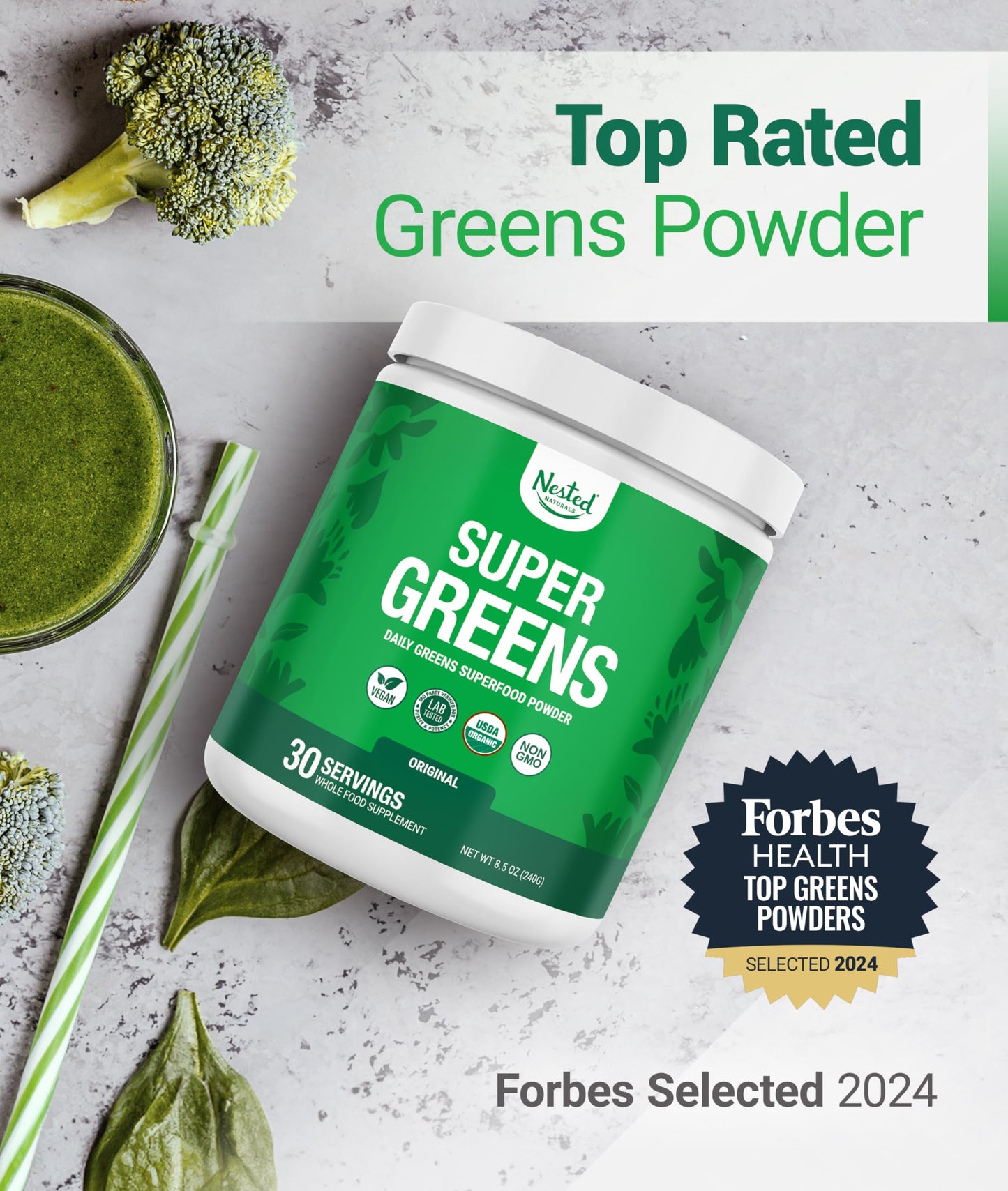 Super Greens Daily Greens Powder – Organic Superfoods & Probiotics, 30 Servings