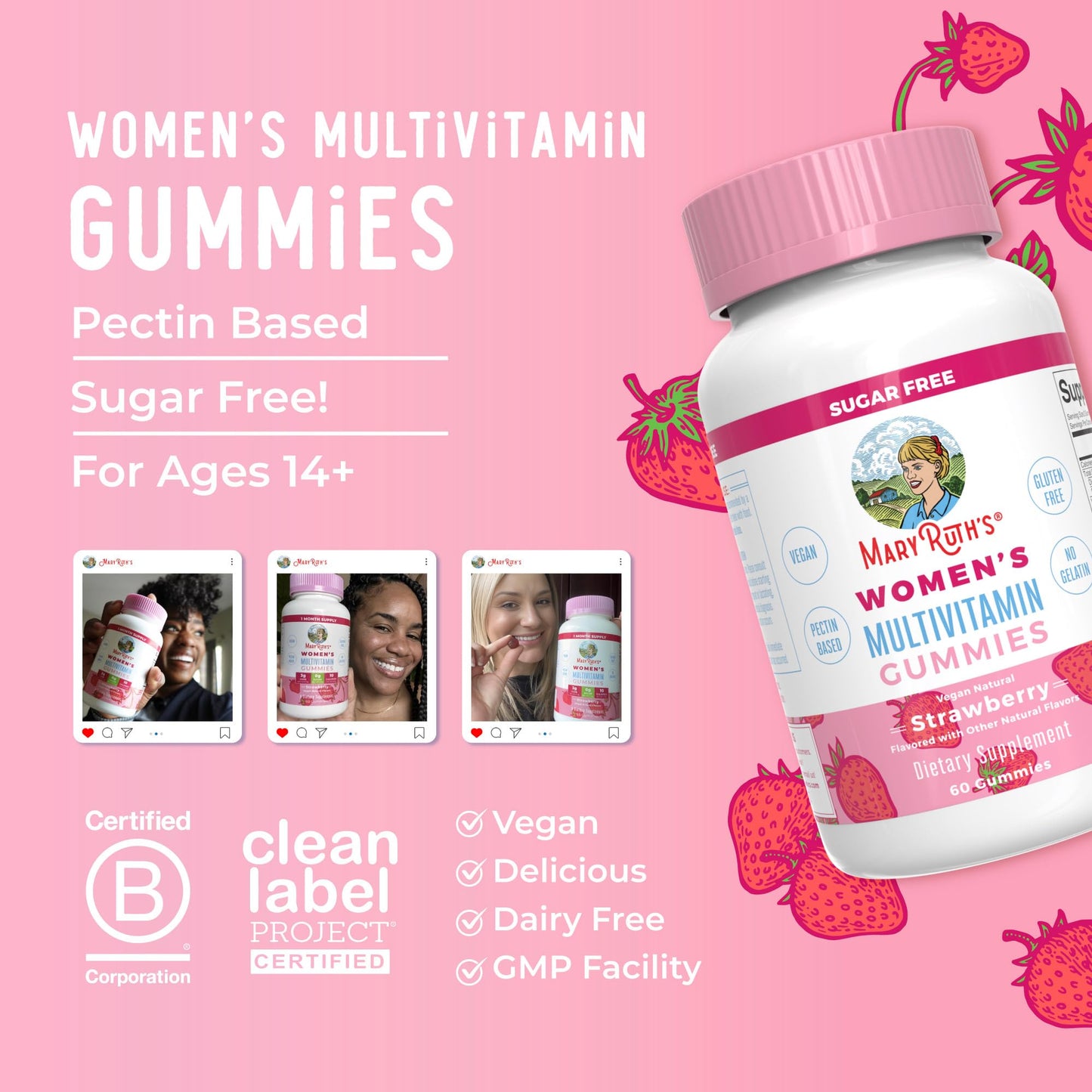 MaryRuth Women’s Multivitamin Gummies – Vegan, Sugar-Free, 60 Ct