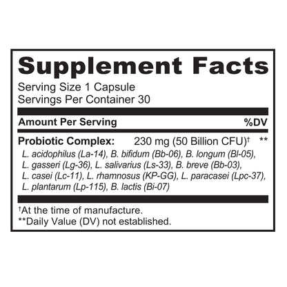 NATURELO Probiotics – 50B CFU, 11-Strain Digestive & Immune Support