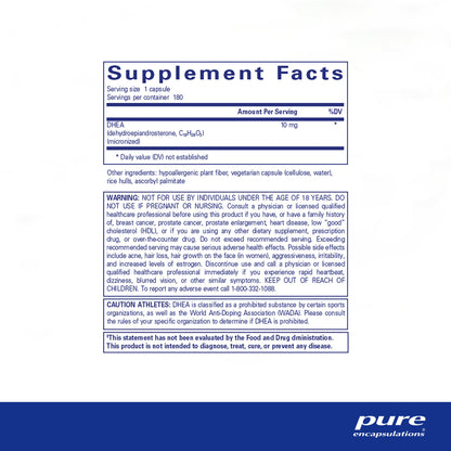 Pure Encapsulations DHEA 10 mg - Adrenal Supplement for Immune Support, Metabolism & Hormone Balance - with Micronized DHEA - 180 Capsules