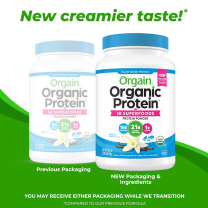 Orgain Vegan Protein + Superfoods – Vanilla Bean, 21g, 2.02 lb