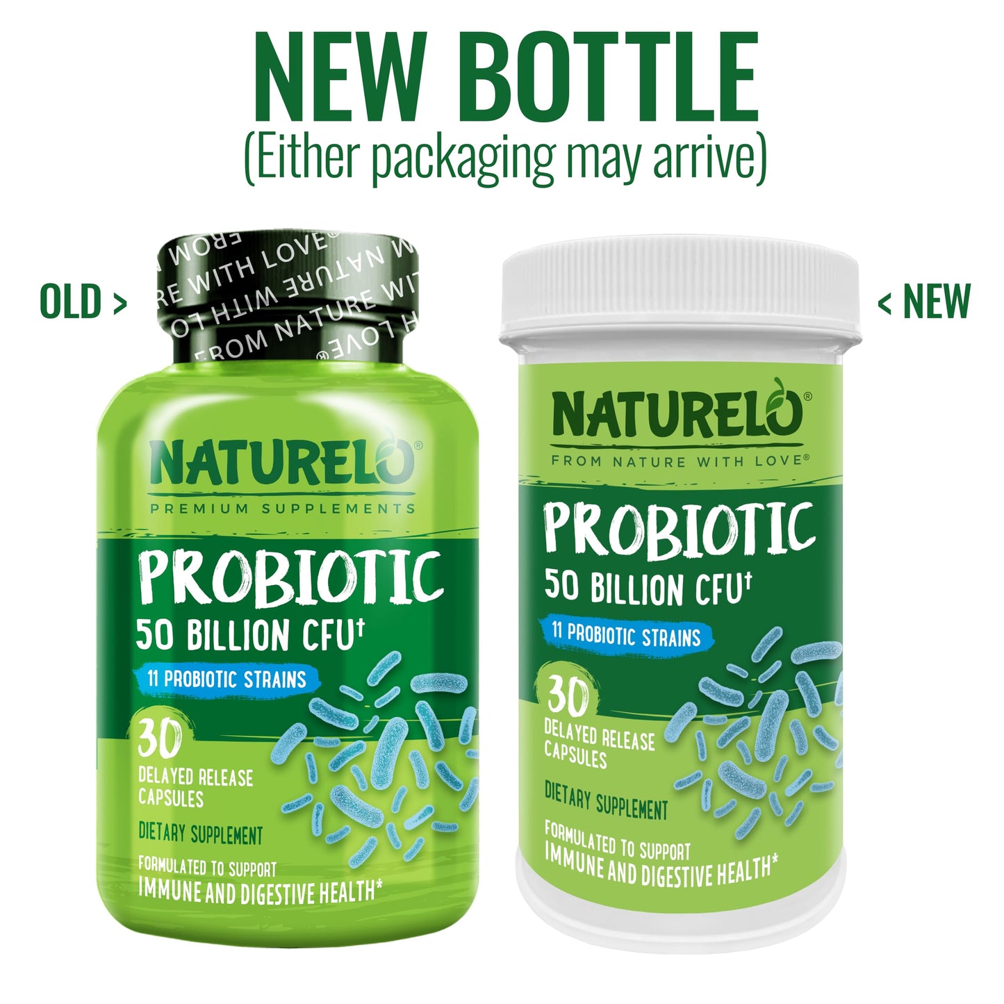 NATURELO Probiotics – 50B CFU, 11-Strain Digestive & Immune Support