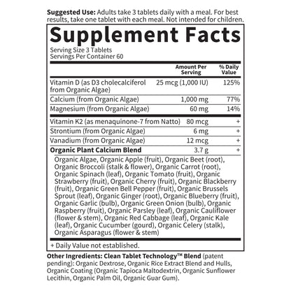 Garden of Life Organics Plant Calcium with Magnesium, D3 & K2 – 60 Ct