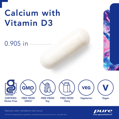 Pure Encapsulations Calcium with Vitamin D3 – Bone, Heart & Colon Support (180 Capsules)