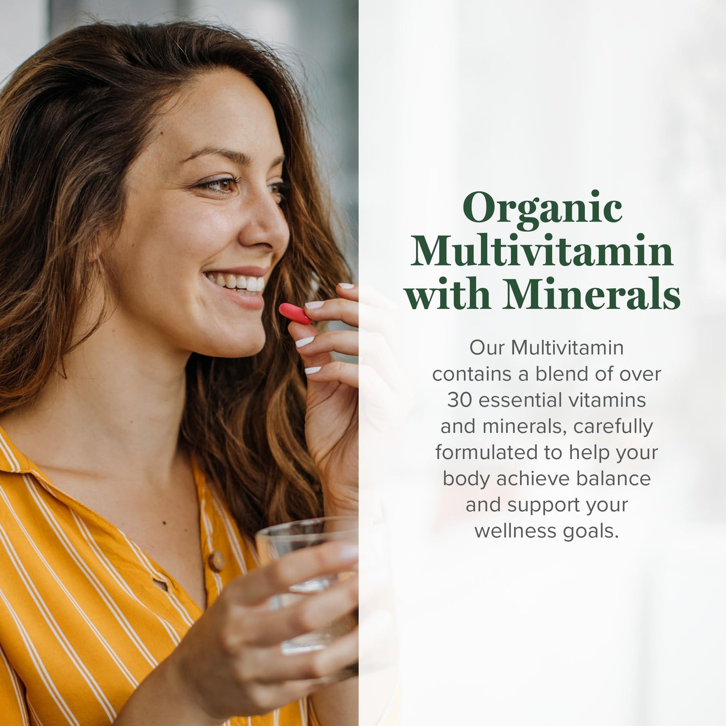 Global Healing Organic Multivitamin – Daily Vitamins for Women & Men 120 Ct