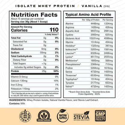 Muscle Feast Whey Isolate – Vanilla, Grass-Fed, Hormone-Free, 5 lb