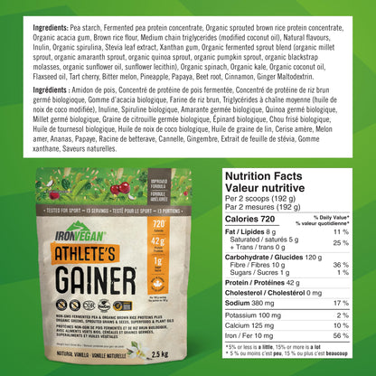 IRONVEGAN Gainer – Vanilla Plant-Based Mass Protein with Superfoods
