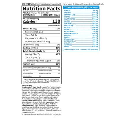 Garden of Life Vegan Protein – Vanilla, 22g, Probiotics, 1.5 lb