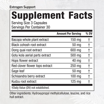 Equilife Estrogen Support Supplement for Women – Herbal Hormone Balance, 90 Capsules