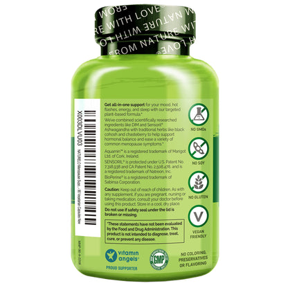 NATURELO Menopause Supplements for Women, Herbal Blend with Black Cohosh for Menopause Hot Flashes Advanced Estrogen Multi-Symptom Formula 90 Capsules