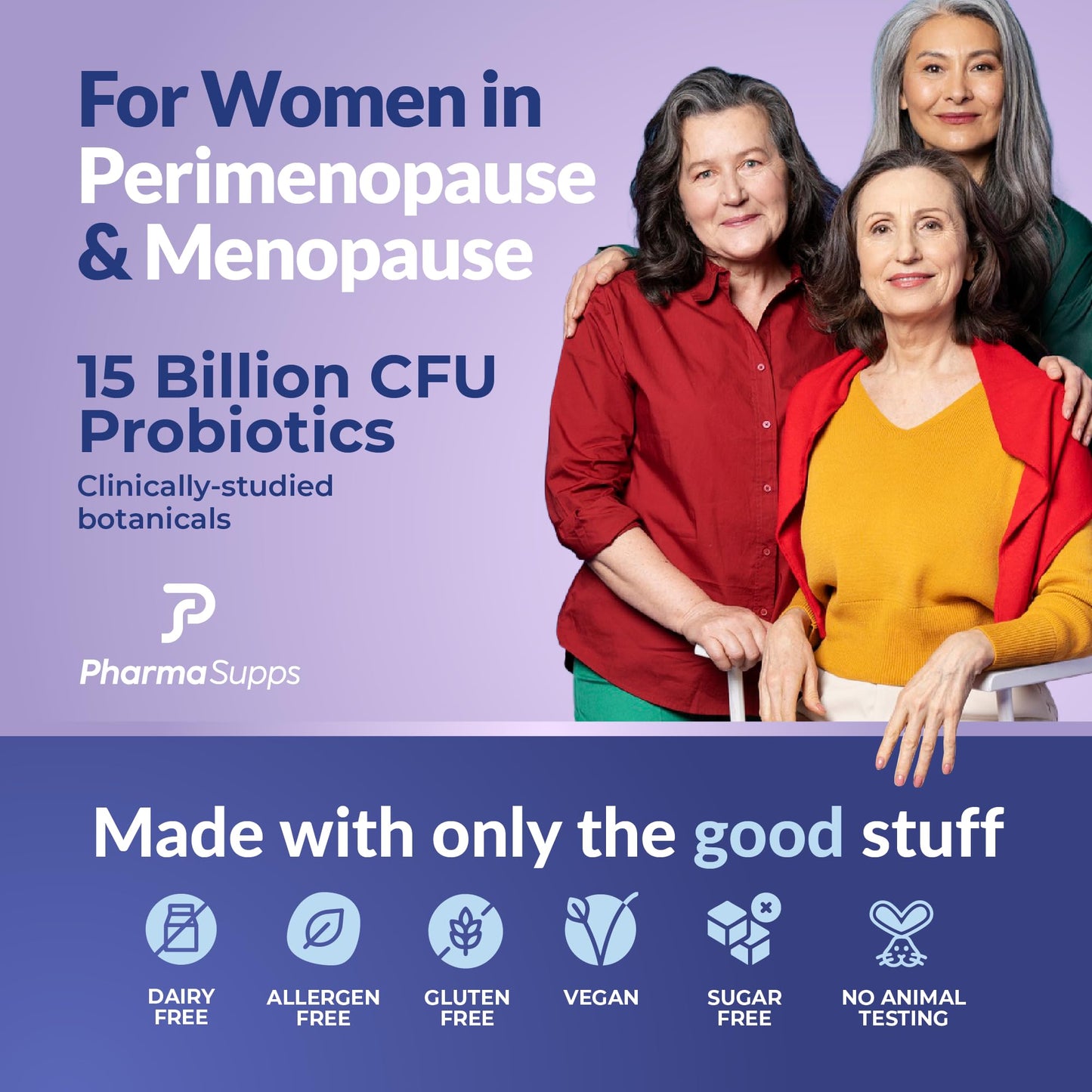 Natural Menopause Supplements for Women - Perimenopause Supplements for Hormonal Balance, Bloating & Mood Swings | Hot Flashes Menopause Relief w/Probiotics & Prebiotics, Black Cohosh & Chasteberry