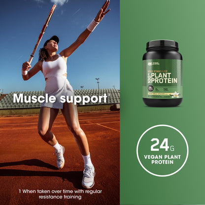 Optimum Nutrition Plant Protein – Vanilla, 24g, Vegan, 20 Servings