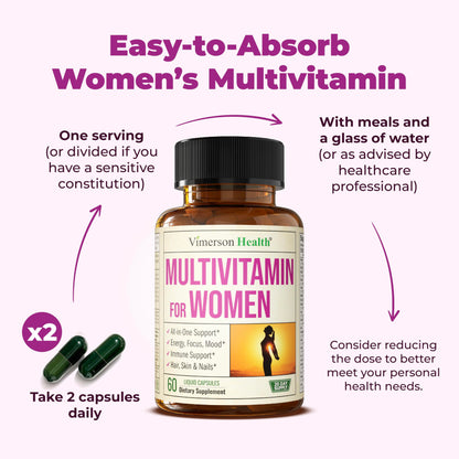 Women’s Daily Multivitamin – Energy, Hair, Focus & Health – 60 Caps