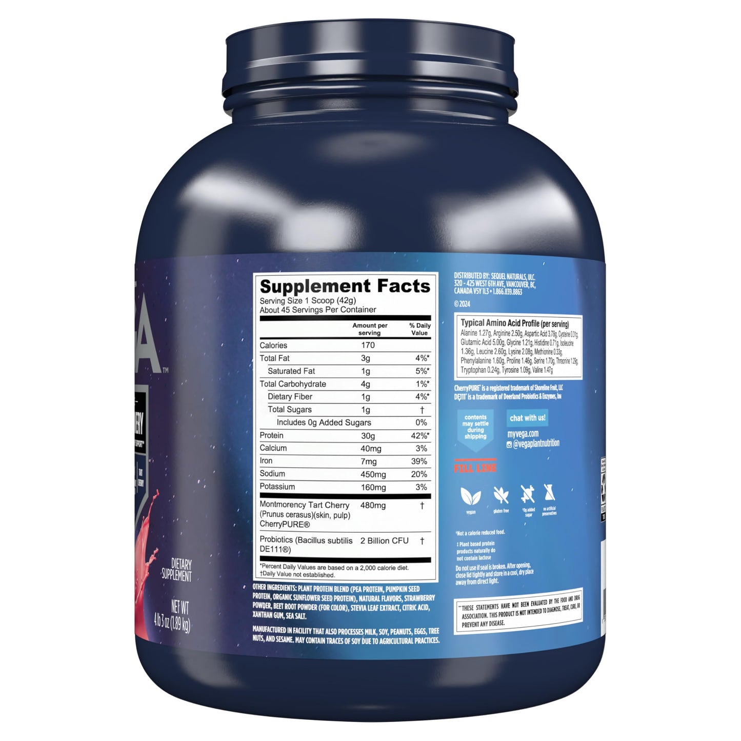 Vega Sport Protein – Berry, Vegan Plant-Based, NSF Certified, 4 lb