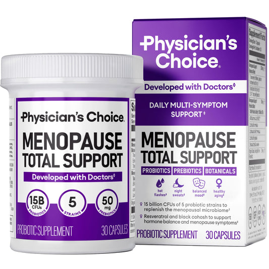 Physician's CHOICE Menopause Probiotic Supplement for Women - Supports Hormone Balance, Hot Flashes, Night Sweats, Weight Management, Bloating & Gut Health - with Black Cohosh, Resveratrol+ - 30ct