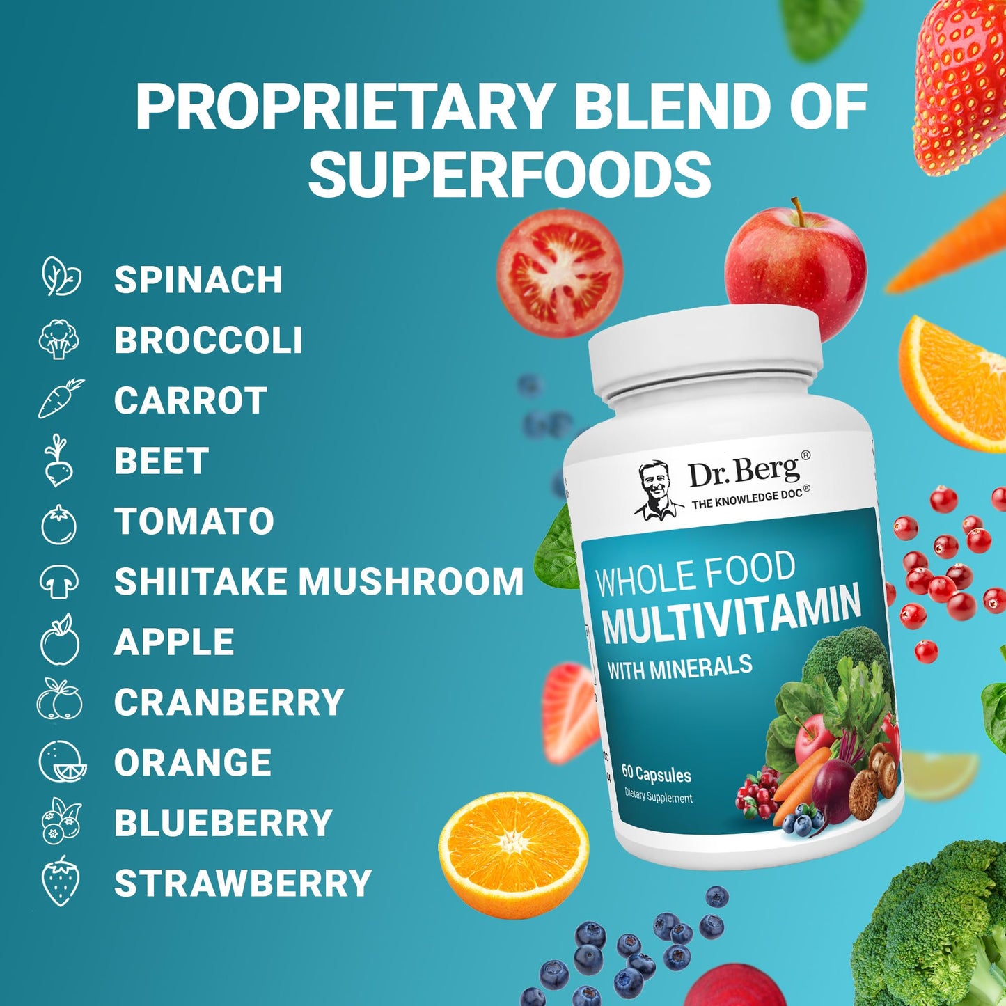 Dr. Berg Whole Food Multivitamin – Daily Nutrients with Folate & ALA