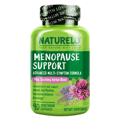 NATURELO Menopause Supplements for Women, Herbal Blend with Black Cohosh for Menopause Hot Flashes Advanced Estrogen Multi-Symptom Formula 90 Capsules