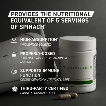 Kaged Whole Food Multivitamin – Organic Plant-Based Vegan, 60 Servings