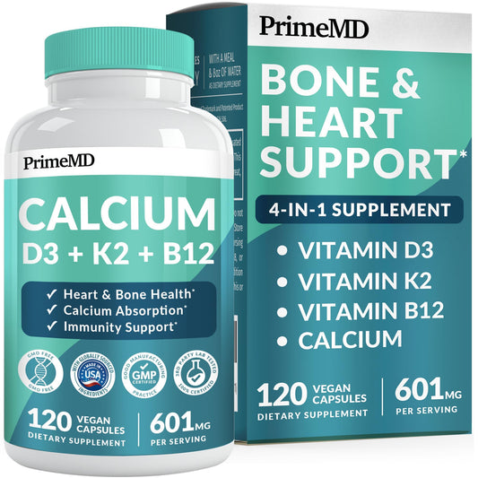 4-in-1 Calcium Supplements for Women & Men – 600mg Calcium + D3, K2 (120 ct)