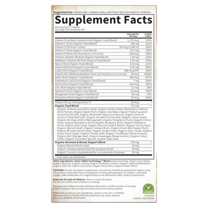 Garden of Life Organics Vitamins for Women 40 Plus - 120 Tablets, Womens Multi 40 Plus, Vegan Vitamins for Women Over 40, Hormone & Breast Health Support Blend, Whole Food Womens Multivitamin