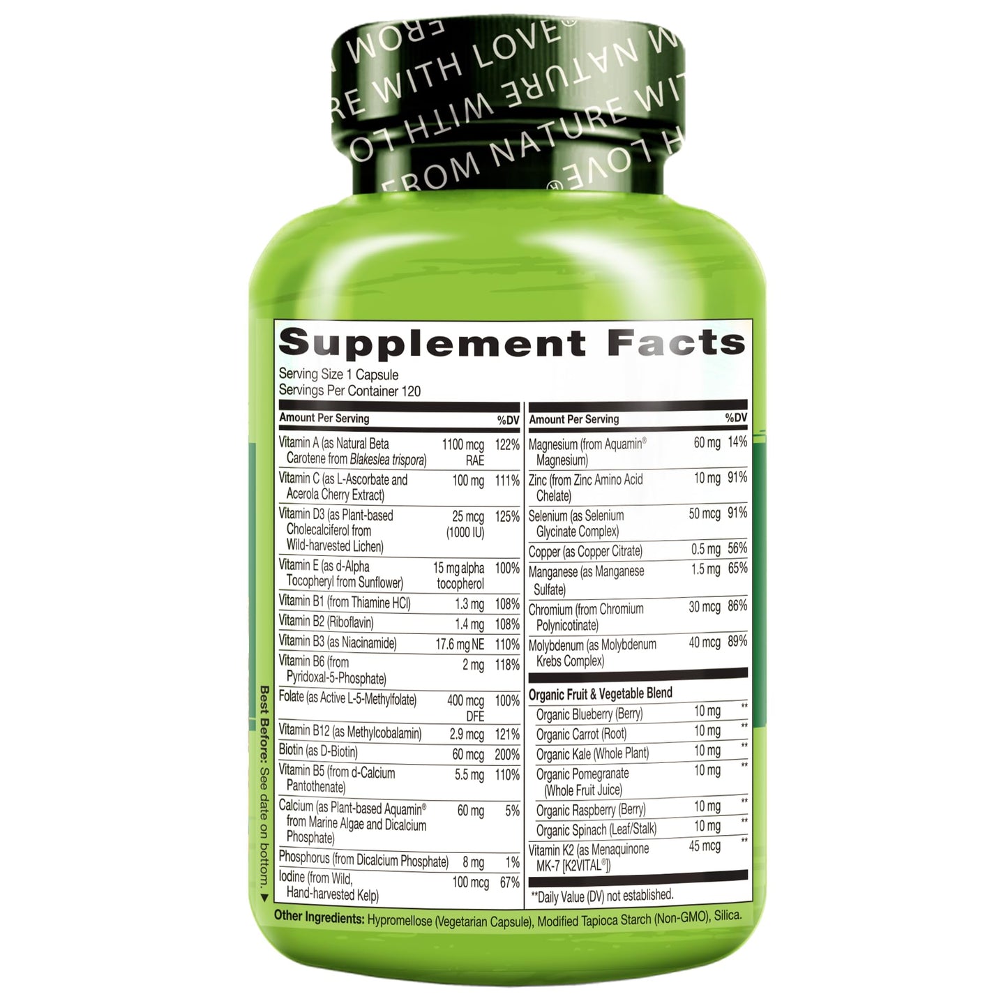 NATURELO Men’s 50+ Multivitamin – Energy, Heart & Immune Support 120 Ct