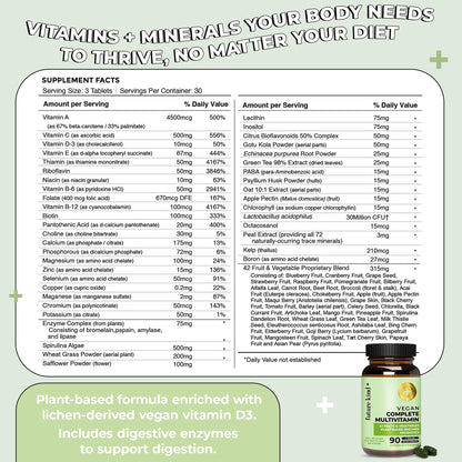 Future Kind Vegan Multivitamins – 42-in-1 Digestive & Immune Support, 90 Ct