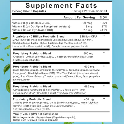 True Spring Nutrition Eve Balance Menopause Support - Complete Supplement for Women’s Total Menopause Relief, Hot Flashes, Joint Pain, and More - Premium Blend with Prebiotics & Probiotics