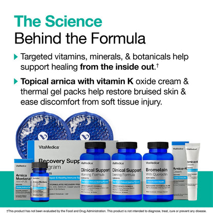 VitaMedica | Ultimate Recovery Bundle | Surgery Prep | Wound Healing | Supplements | Arnica K Oxide Cream | Hot Cold Packs | 30 Day Supply | Arnica Montana | Bromelain | Vitamin A | B Complex