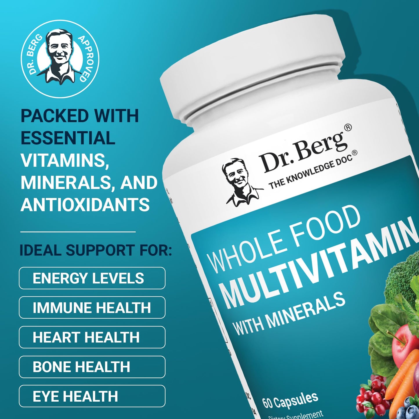 Dr. Berg Whole Food Multivitamin – Daily Nutrients with Folate & ALA