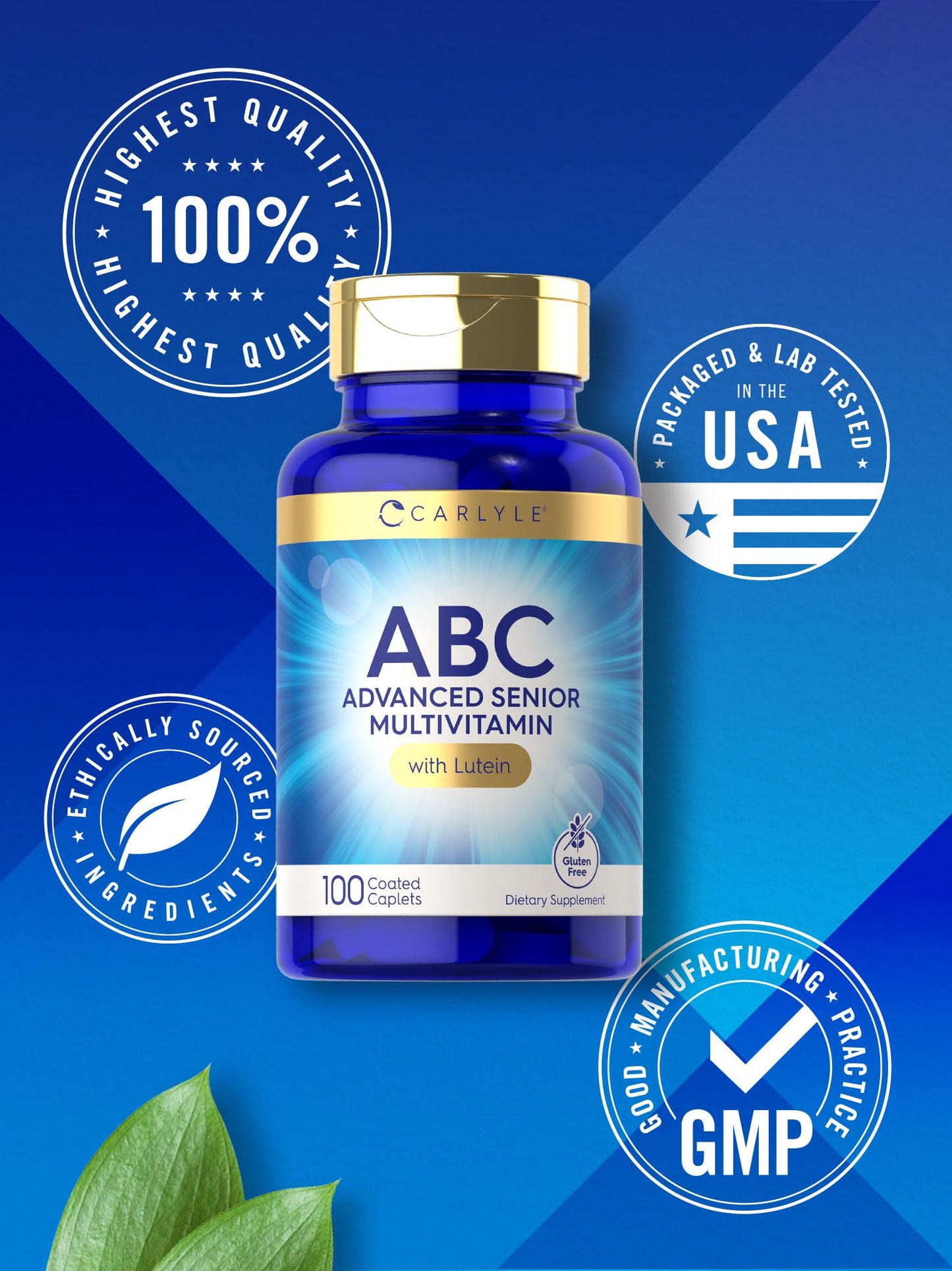Carlyle Senior 60+ Multivitamin – Lutein, Lycopene & ABC Formula (100 Caplets)