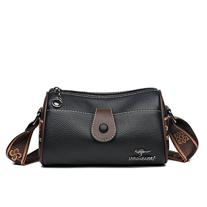 Leather crossbody bag worn as shoulder bag for daily use”