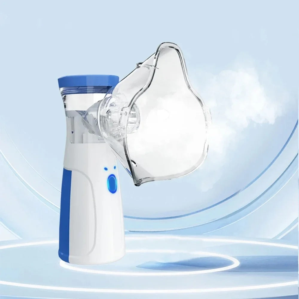 Facial steamer device releasing mist during at-home skincare routine