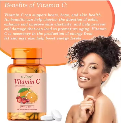 Vitamin C Tablets – Vegan Immune & Skin Support
Daily antioxidant support for immunity, collagen, and cell repair.