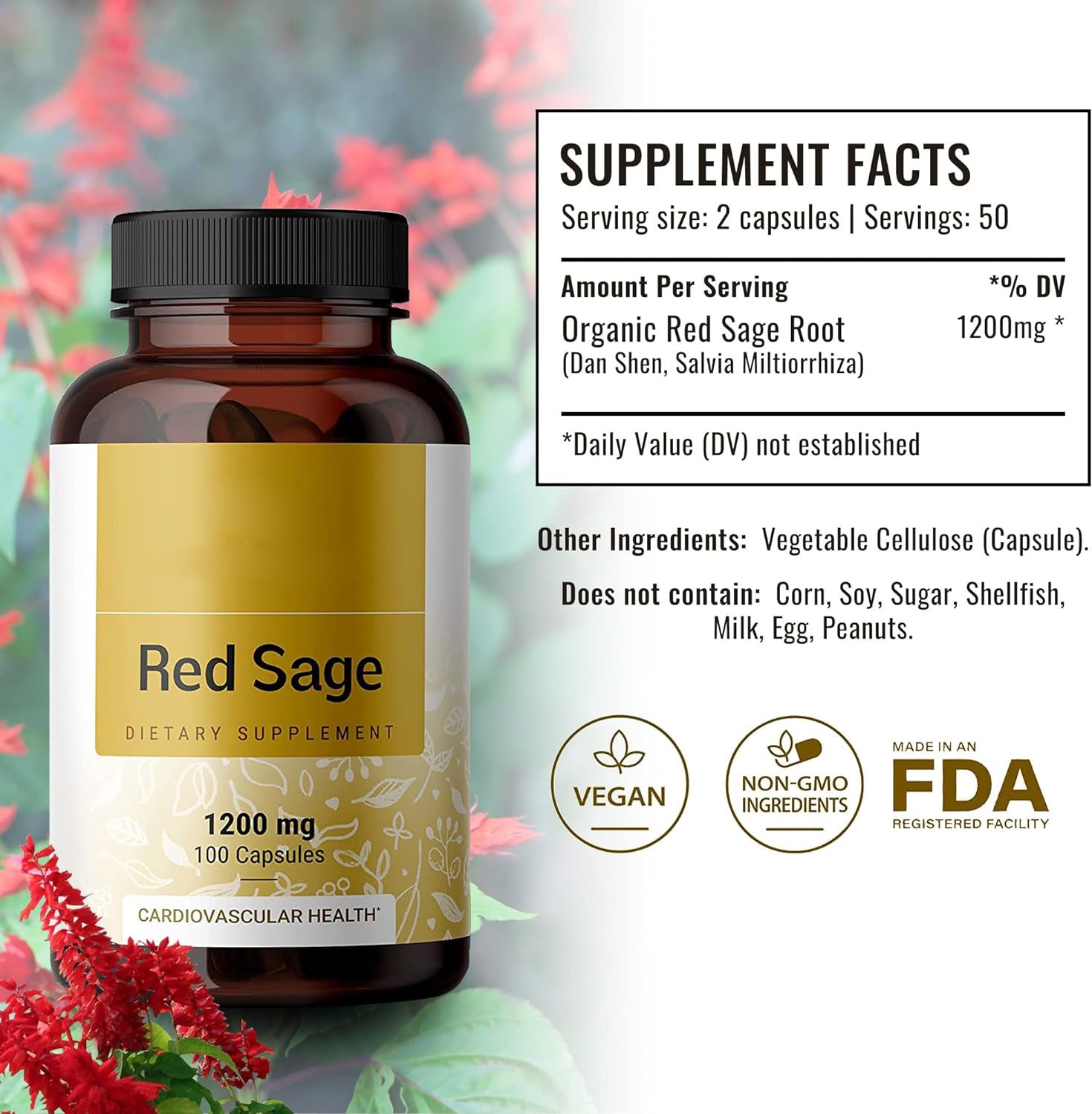 Red Ginseng & Salvia Vegan Capsules
Daily herbal energy & circulation support for focus, stamina & heart health.