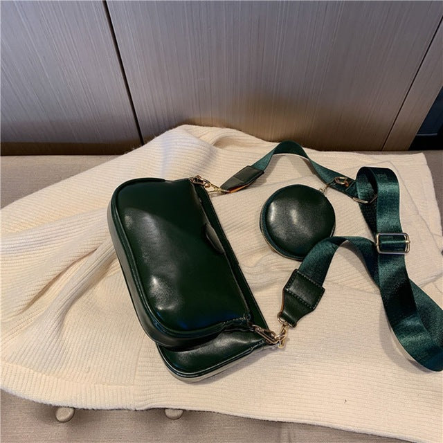 Women’s black handbag set with classic college-style design for everyday use