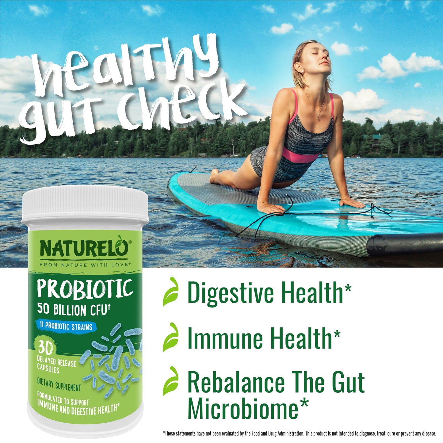 NATURELO Probiotics – 50B CFU, 11-Strain Digestive & Immune Support