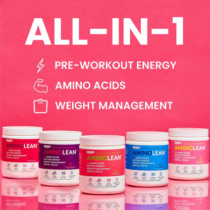 AminoLean Pre Workout – Energy & Weight Support, Pink Lemonade, 30 Ct