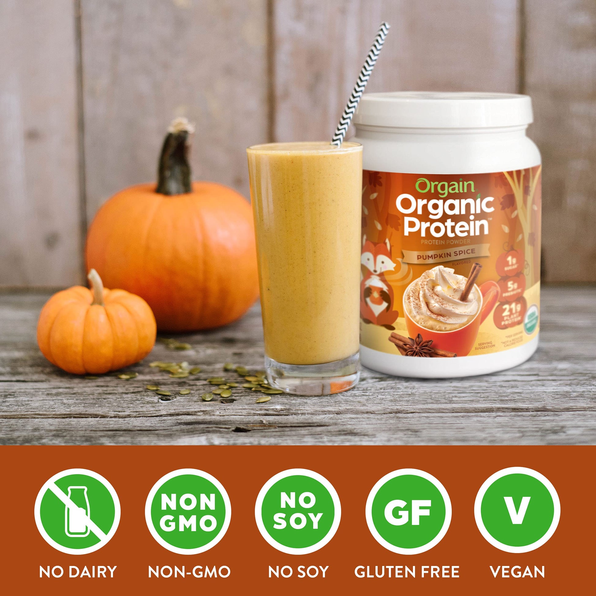 Orgain Organic Vegan Protein – Pumpkin Spice, 21g Plant-Based – 1.02 lb
Pumpkin Spice | 21g Plant Protein | Organic | Dairy-Free | Seasonal Favorite

