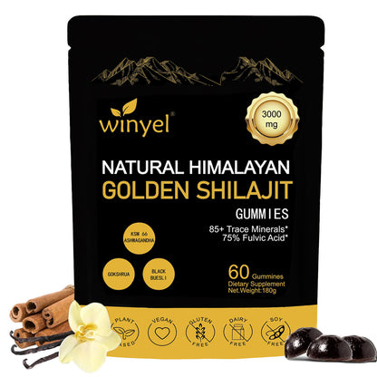 Shilajit Gummies – Energy, Hormone & Mineral Support
Vegan gummies with 85+ trace minerals, ashwagandha & gokshura.